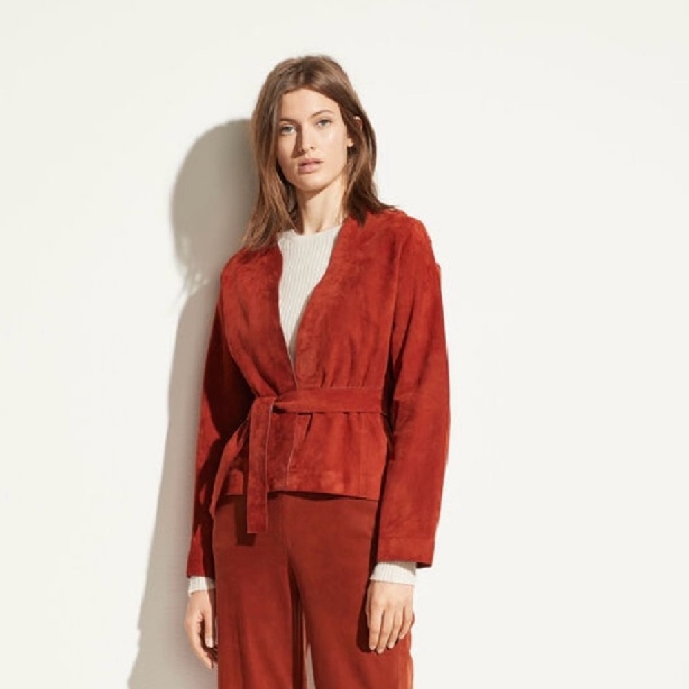 Vince Rust Suede Belted Jacket